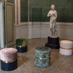 Pouf in legno cilindrico rosa*Domingo Salotti Outlet