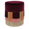 Pouf in legno cilindrico bordeaux con rivestimento in velluto*Lorenza Bozzoli Couture
