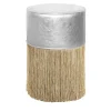 Pouf in pelle argentata con frange dorate di Lorenza Bozzoli*Lorenza Bozzoli Couture Best