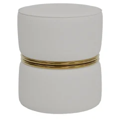 Pouf in Pelle Bianca con Anelli Dorati della Collezione Studio Privè*Guerra Vanni Hot