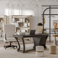 Pouf in Pelle Bianca con Anelli Dorati della Collezione Studio Privè*Guerra Vanni Hot