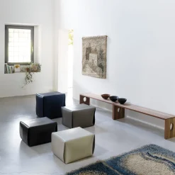 Pouf in pelle marrone scuro Big Bao di Viola Tonucci*Tonucci Collection Discount