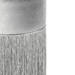 Pouf in pelle metallizzata argento brillante di Lorenza Bozzoli*Lorenza Bozzoli Couture Discount