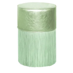 Pouf in pelle metallizzata verde chiaro di Lorenza Bozzoli*Lorenza Bozzoli Couture Best