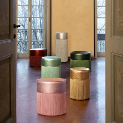 Pouf in pelle metallizzata verde chiaro di Lorenza Bozzoli*Lorenza Bozzoli Couture Best