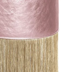Pouf in pelle rosa con frange dorate di Lorenza Bozzoli*Lorenza Bozzoli Couture Hot