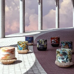 Pouf Las Palmas con foglie di palma e base in cesta*Grand Tour by Vito Nesta Discount