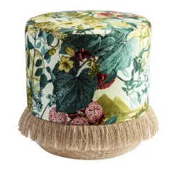 Pouf Notti d'Oriente con fantasia botanica e base in cesta*Grand Tour by Vito Nesta Sale