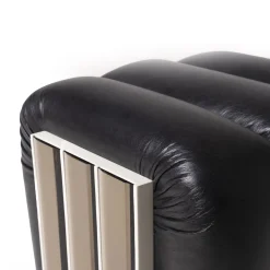 Pouf Ola con specchi in pelle nera*Mantellassi 1926 Best