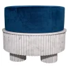 Pouf piccolo Spike in velluto blu e marmo di Carrara di Nick Maltese*Fuda Discount