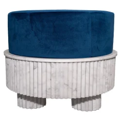 Pouf piccolo Spike in velluto blu e marmo di Carrara di Nick Maltese*Fuda Discount
