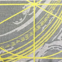 Pouf Reverso jacquard Giallo Cedro e Blu/Green Alga con frange*Effimero Barocco Discount