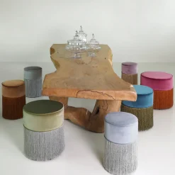 Pouf rosa scintillante con frange dorate*Lorenza Bozzoli Couture Sale