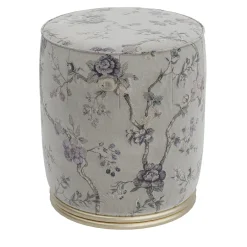 Pouf rotondo con ricamo floreale della collezione Studio Privè*Guerra Vanni