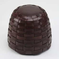 Pouf Rotondo Medio in pelle color cioccolato Trama*Tonucci Collection