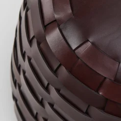 Pouf Rotondo Medio in pelle color cioccolato Trama*Tonucci Collection