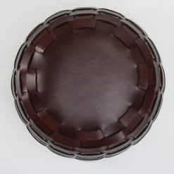 Pouf Rotondo Medio in pelle color cioccolato Trama*Tonucci Collection