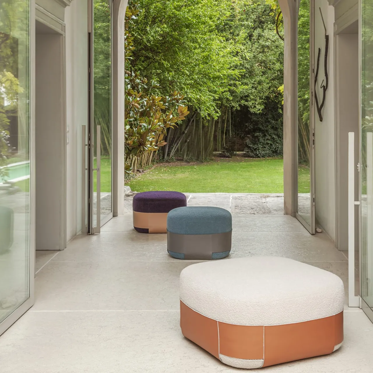 Pouf Sumo grande cognac e beige*Morica Design Best