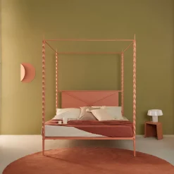 Rito Letto Matrimoniale con Baldacchino in Ferro Rosa*Lispi Discount