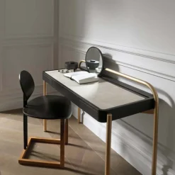 Roll Carrara marble and walnut wood desk*Secolo New