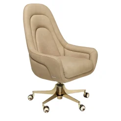 Sadko Sedia da Ufficio in Pelle Beige e Base in Acciaio Oro*Visionnaire Clearance