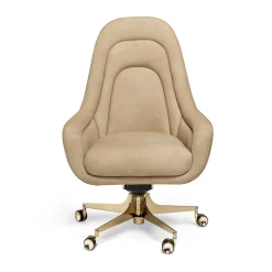 Sadko Sedia da Ufficio in Pelle Beige e Base in Acciaio Oro*Visionnaire Clearance