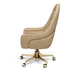 Sadko Sedia da Ufficio in Pelle Beige e Base in Acciaio Oro*Visionnaire Clearance