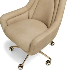 Sadko Sedia da Ufficio in Pelle Beige e Base in Acciaio Oro*Visionnaire Clearance
