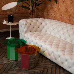 Sandra e Raimondo 35 Tavolino in legno e vetro verde*Maria Vittoria Paggini New