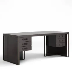 Scrivania a 6 cassetti in legno di frassino con finitura laccata lucida Kobe cocoa*Galimberti Nino Sale