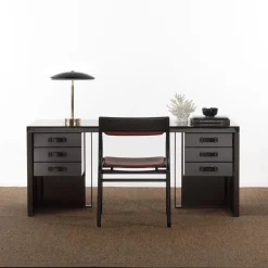 Scrivania a 6 cassetti in legno di frassino con finitura laccata lucida Kobe cocoa*Galimberti Nino Sale