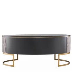 Scrivania Diamond con pelle trapuntata e base in metallo bronzato*Franco Bianchini Online