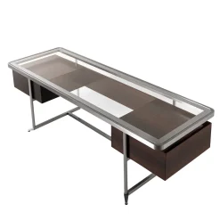 Scrivania "Equilibria" in Legno Marrone con Piano in Vetro di Storagemilano*Fratelli Boffi Discount