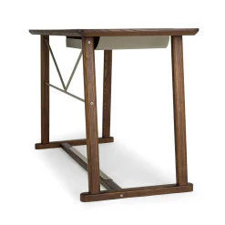 Scrivania Golia in legno marrone con inserti in pelle*Borzalino Hot