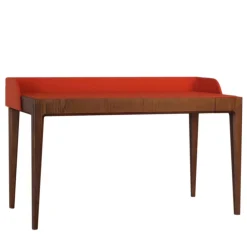 Scrivania in legno di frassino Bellagio con rivestimento in pelle rossa e cassetto nascosto*Morelato New