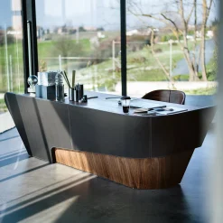 Scrivania Klip in noce massello e pelle Olimpia di Karim Rashid*Riva 1920 Sale