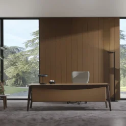 Scrivania Naviglio in legno rivestita in pelle*Casa Covre Sale