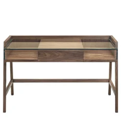 Scrivania Writing in noce massello con piano in vetro*Riva 1920