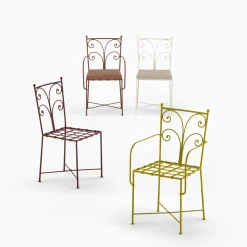 Sedia Acanta in ferro battuto con cuscino bianco*Dante Negro New