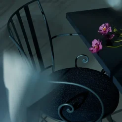 Sedia Attonita in ferro battuto blu-ardesia con braccioli*Dante Negro Discount