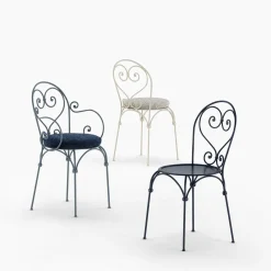 Sedia bianca in ferro battuto con cuscino Inbloom*Dante Negro Clearance