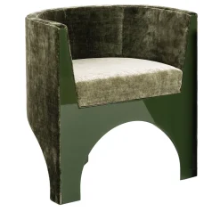 Sedia Curva in Velluto Verde "Volta" di Storagemilano*Fratelli Boffi Clearance