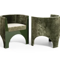 Sedia Curva in Velluto Verde "Volta" di Storagemilano*Fratelli Boffi Clearance