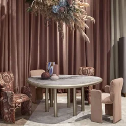 Sedia da pranzo Frida in velluto rosa*Chiara Provasi