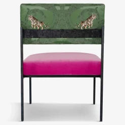 Sedia da salotto Aurea in velluto rosa e seta verde*Biosofa Discount