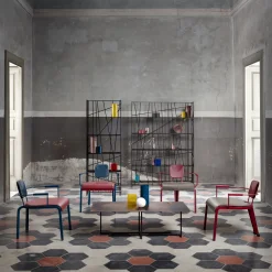 Sedia da salotto Rock Red con seduta in pelle grigia di Marc Sadler*Da A New