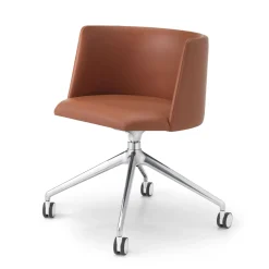 Sedia da ufficio girevole Pergy in pelle marrone*Sitia Online