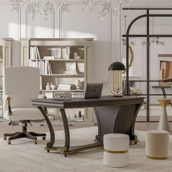 Sedia da ufficio girevole in pelle e legno della Collezione Studio Privè*Guerra Vanni Best