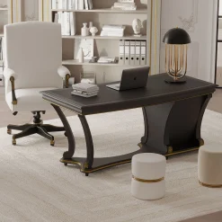 Sedia da ufficio girevole in pelle e legno della Collezione Studio Privè*Guerra Vanni Best