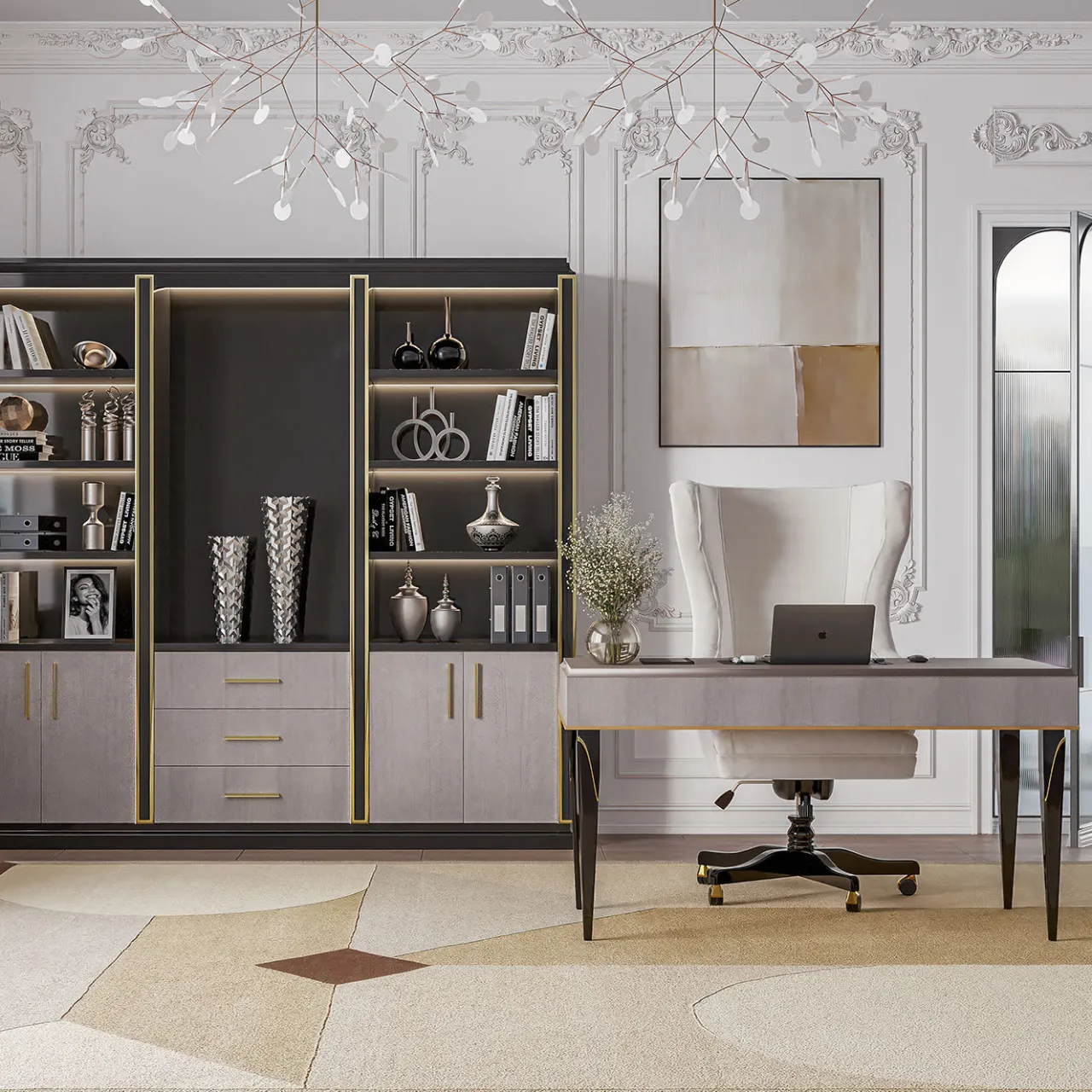 Sedia da ufficio girevole bianca con base in legno della collezione Studio Privè*Guerra Vanni New